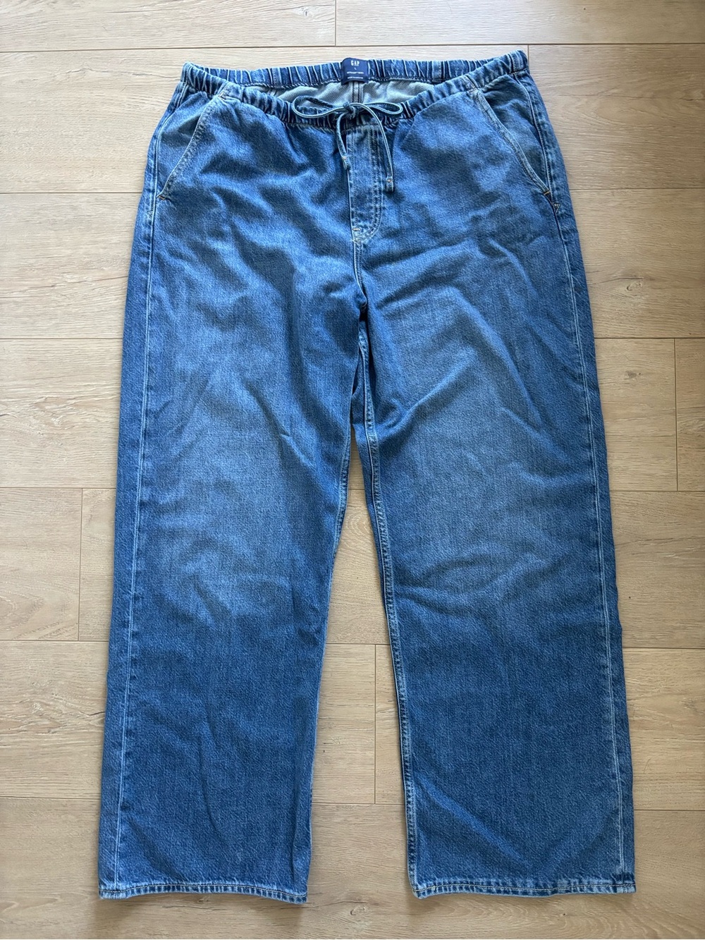 Gap Relaxed Drawstring Wide Leg Jeans - Blue